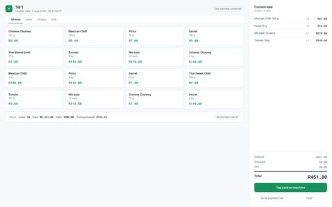 Yoco POS interface — take a card payment on the counter, from the browser